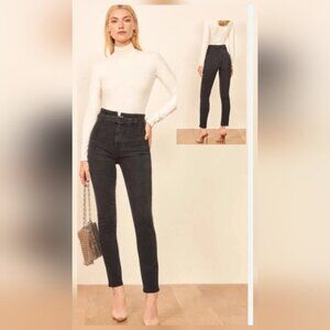Reformation SZ 24 Black Kayo High & Skinny Stretch Denim Slimming Jean
